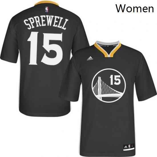 Womens Adidas Golden State Warriors 15 Latrell Sprewell Authentic Black Alternate NBA Jersey